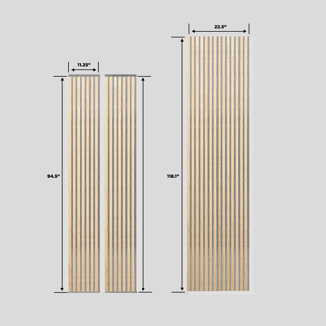Acoustic Slat Wall Panel | Natural Oak with Gray Felt | Premium 3-sided Wood Veneer - Image 3