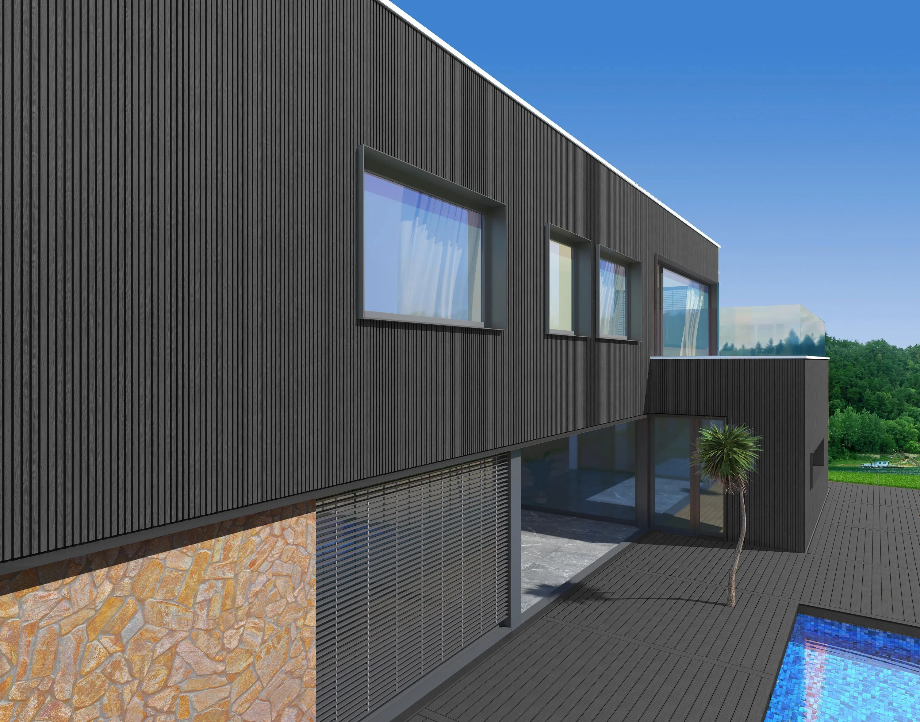 Exterior Wall Panel Black 94.5" | Garden | 3D Wood Grain (2 Panels per Box) - Image 9