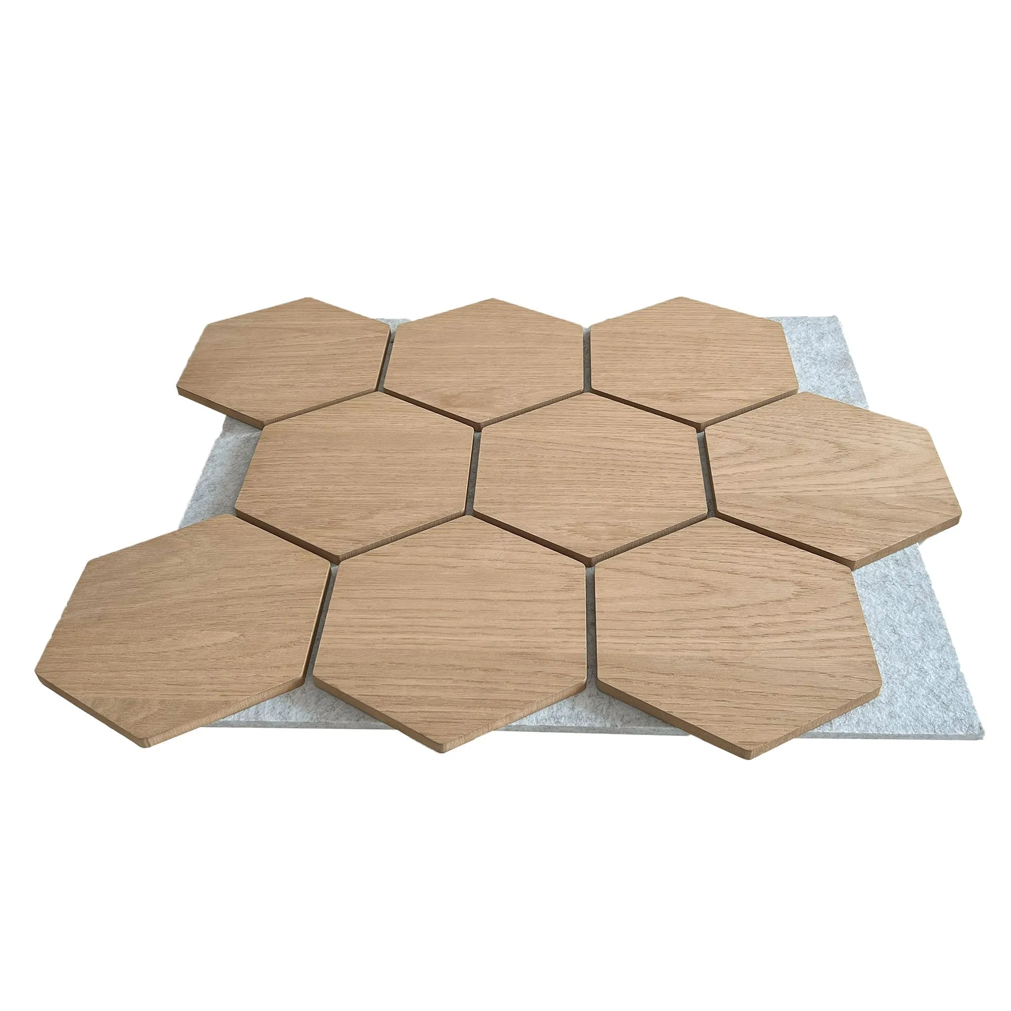 Hexagon Acoustic Panel | Natural Oak with Gray Felt 32 Inch (4 Panels per Box) | Wall Decor - Image 3