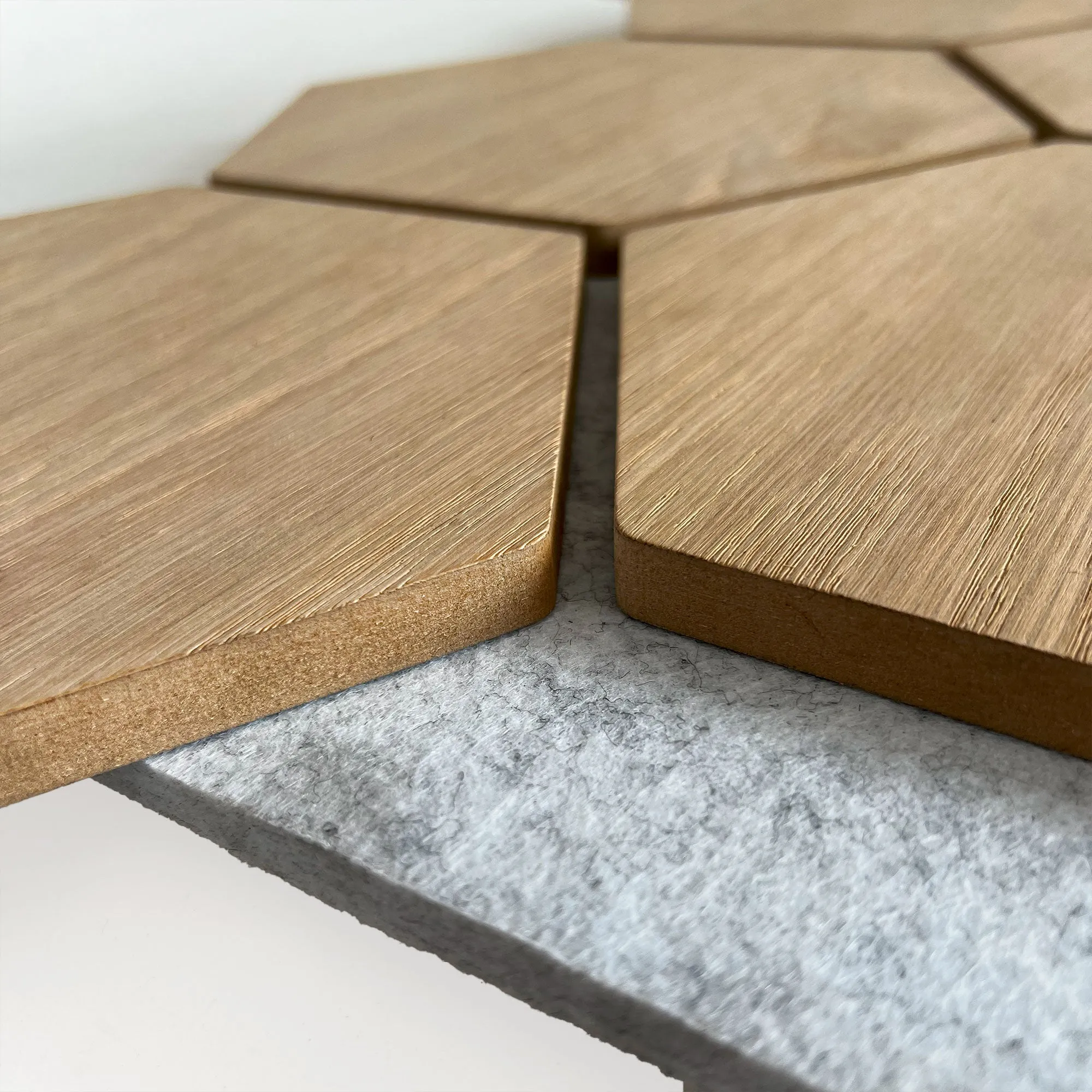 Hexagon Acoustic Panel | Natural Oak with Gray Felt 32 Inch (4 Panels per Box) | Wall Decor - Image 5