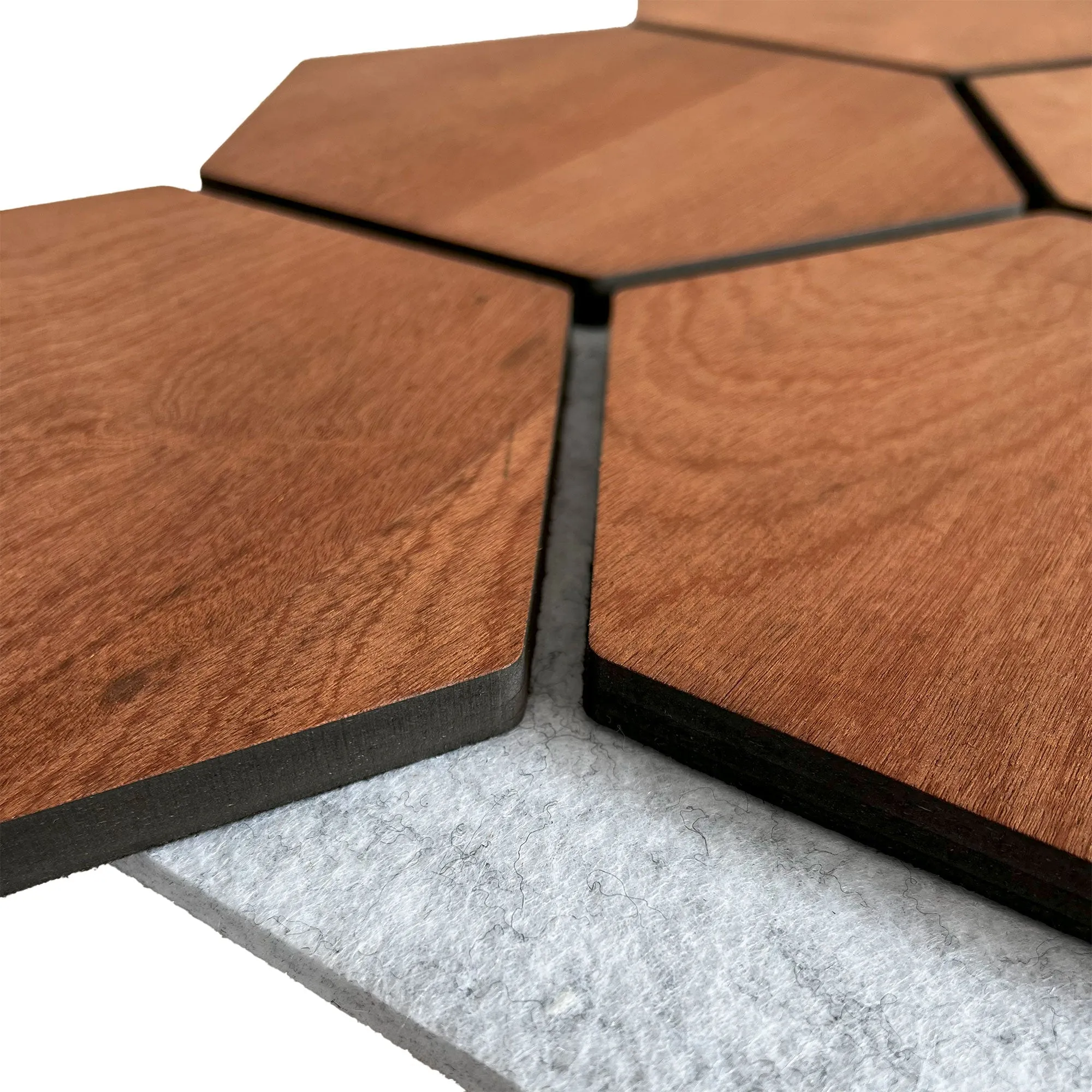 Hexagon Acoustic Panel | Smoked Oak with Gray Felt 32 Inch (4 Panels per Box) | Wall Decor - Image 5