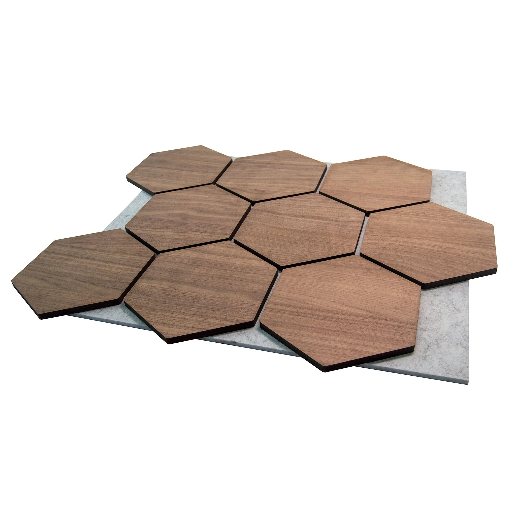 Hexagon Acoustic Panel | Walnut with Gray Felt 32 Inch (4 Panels per Box) | Wall Decor - Image 3