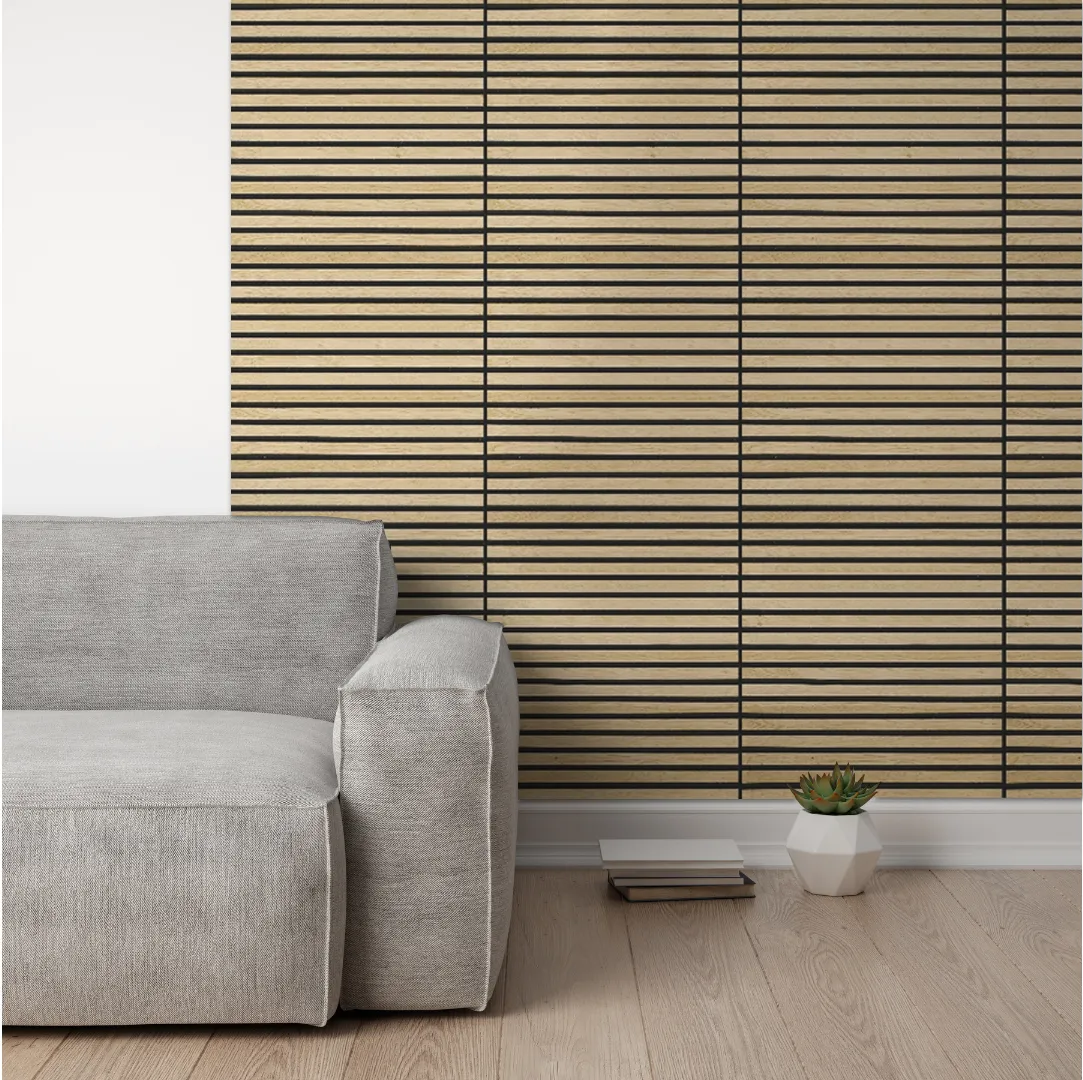 Tile (4 in a box) - Acoustic Slat Wall Panel | Natural Oak | Premium 3-sided Wood Veneer - Image 3