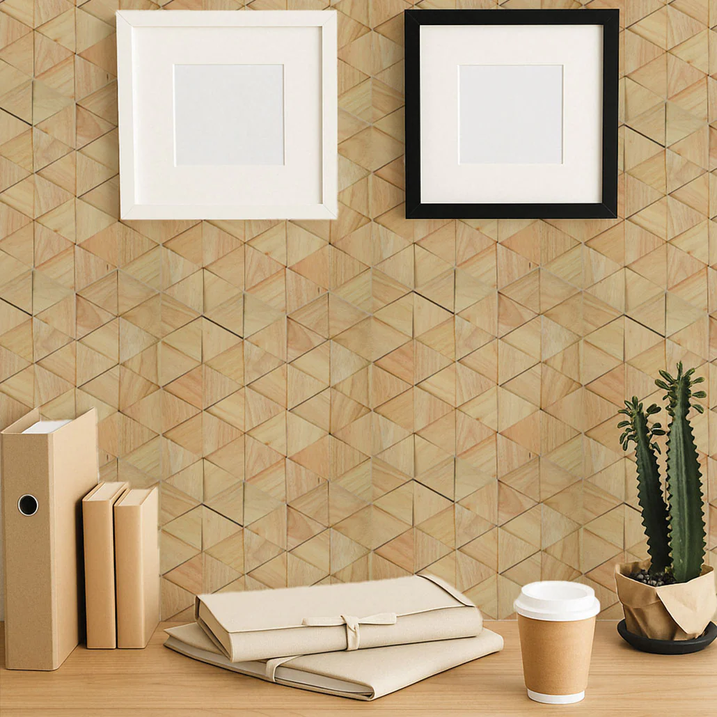 Wood Mosaic Panel | Compact Rubber Wood Tile | 11.0"×11.8”