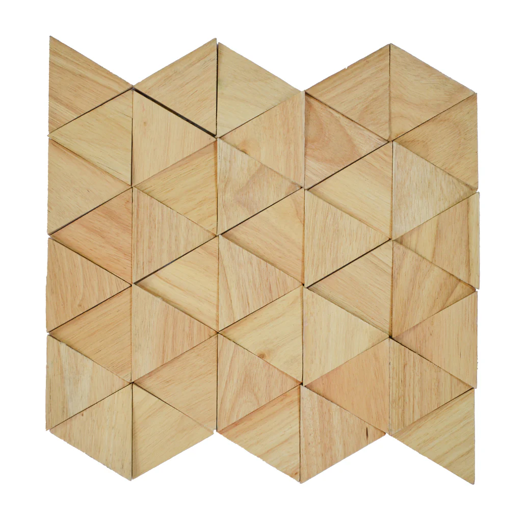 Wood Mosaic Panel | Compact Rubber Wood Tile | 11.0"×11.8” - Image 2