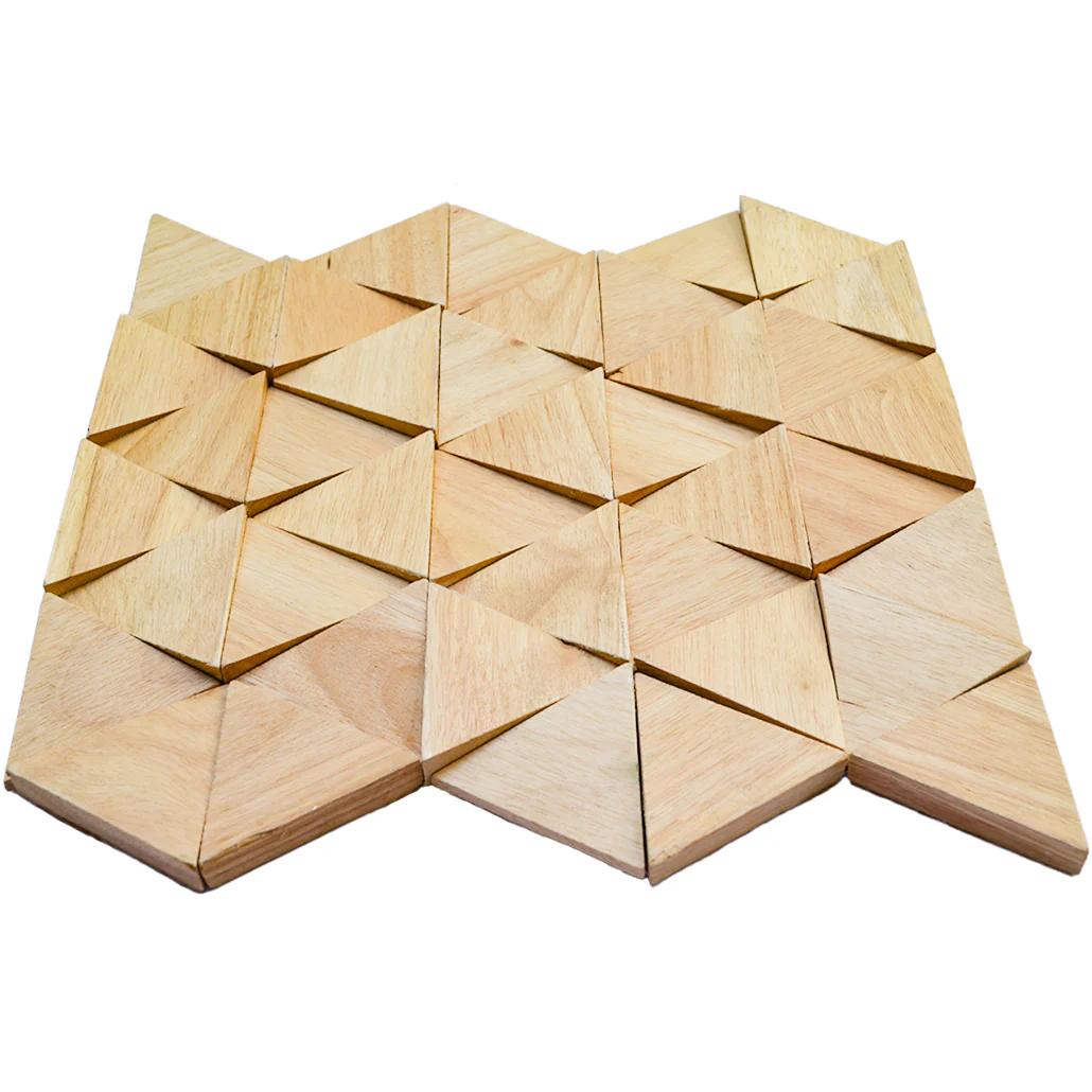 Wood Mosaic Panel | Compact Rubber Wood Tile | 11.0"×11.8” - Image 4
