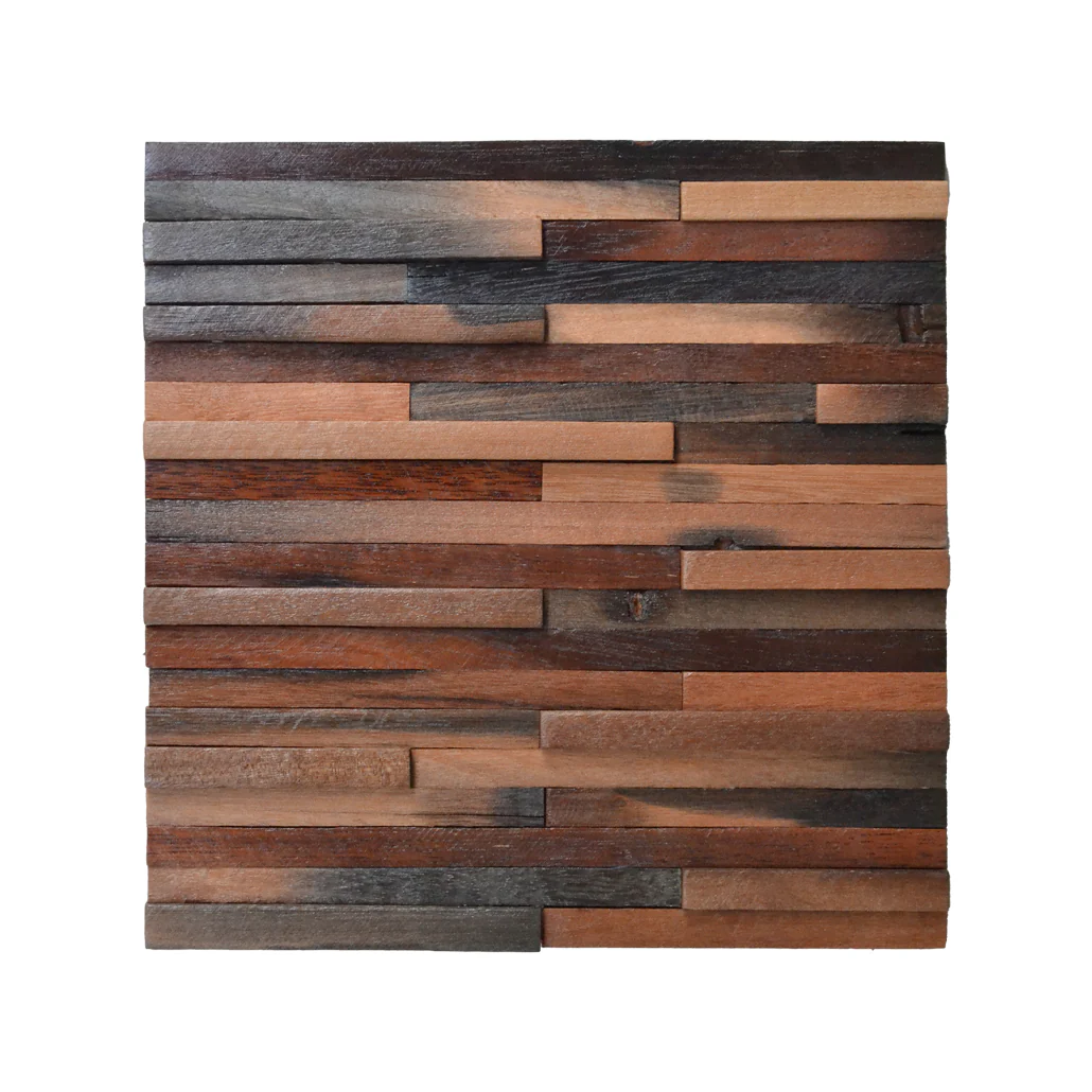 Wood Mosaic Panel | Compact Shipwood Wood Tile | 12"×12” - Image 2