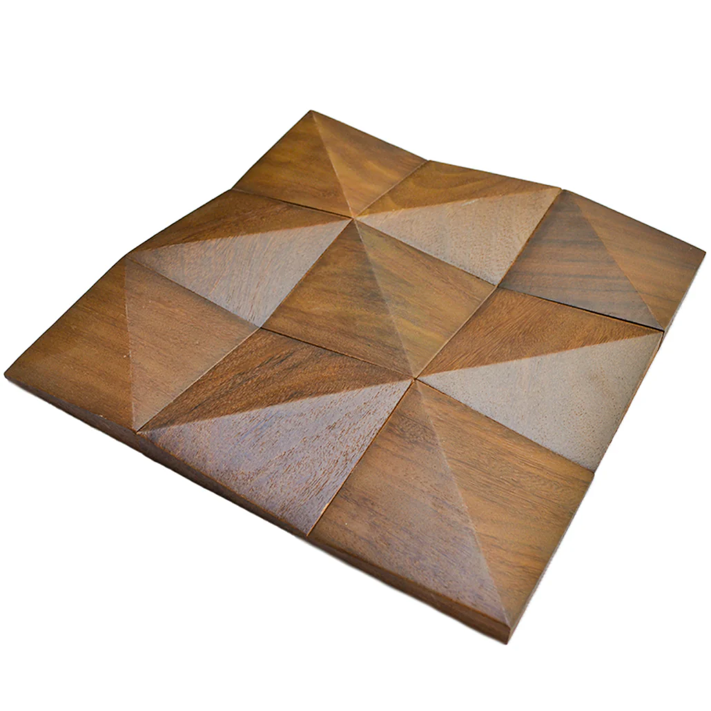 Wood Mosaic Panel | Cumaru Deep Wood Tile | 12"×12” - Image 3