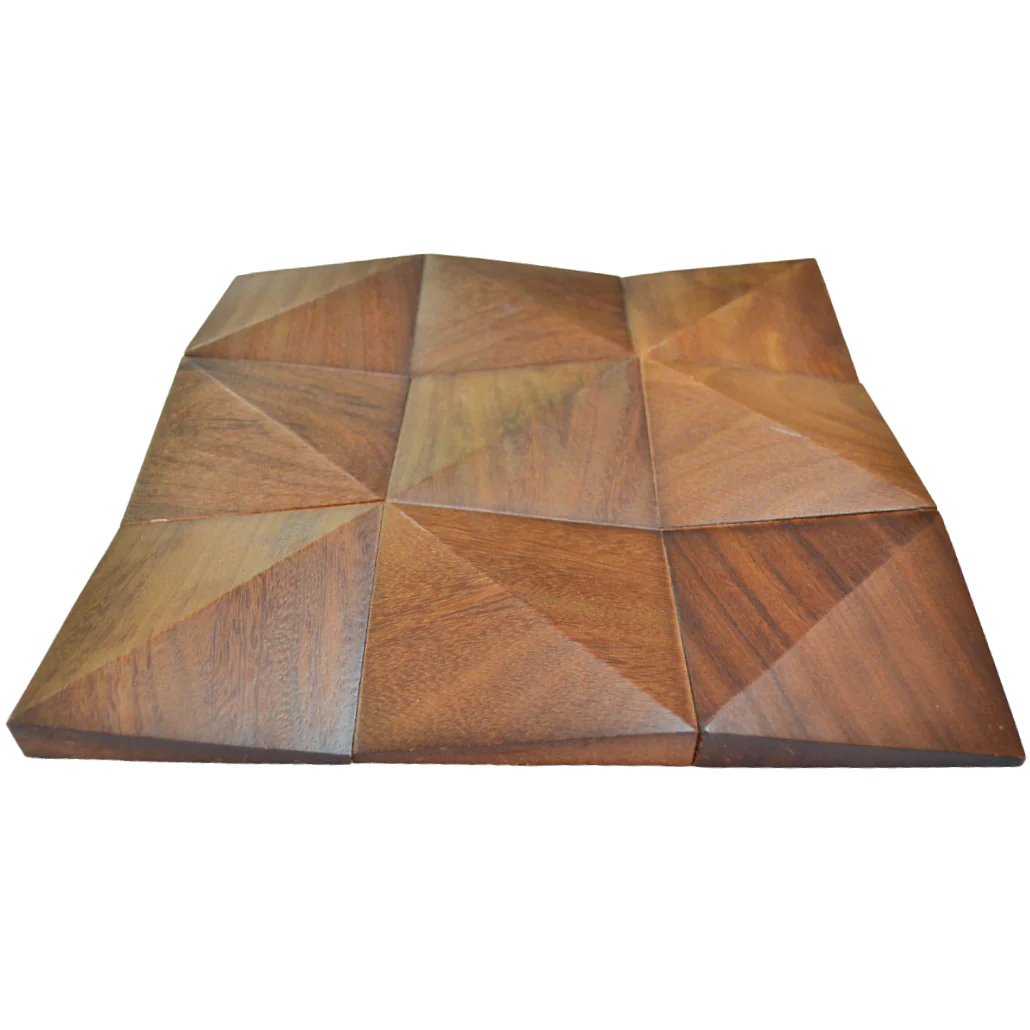 Wood Mosaic Panel | Cumaru Deep Wood Tile | 12"×12” - Image 4