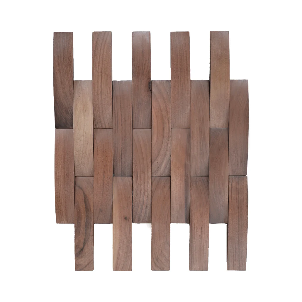 Wood Mosaic Panel | Deep Dusk Walnut Wood Tile | 12×12” - Image 2