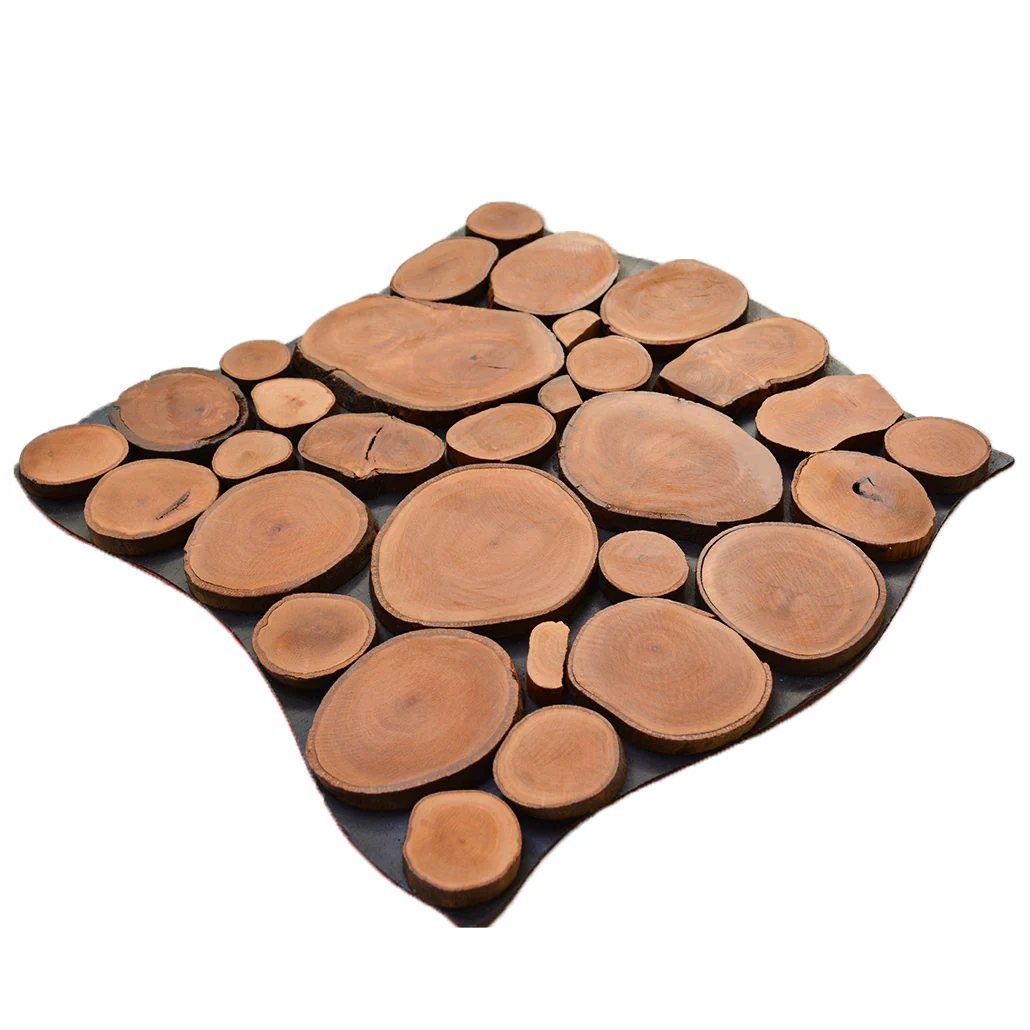 Wood Mosaic Panel | Lychee Wood Tile | 12"×12” - Image 2