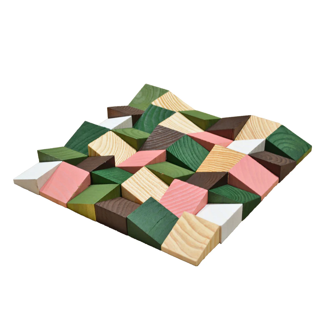 Wood Mosaic Panel | Rich Pine Wood Tile | 12"×12” - Image 3