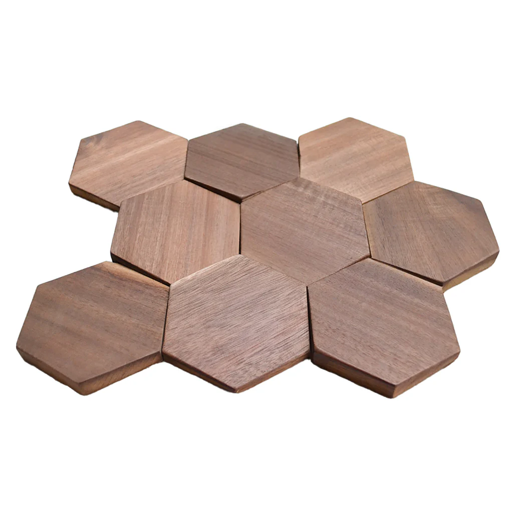 Wood Mosaic Panel | Tropical Walnut Wood Tile | 10.2"×11.8” - Image 3