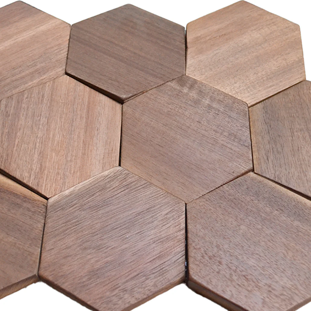 Wood Mosaic Panel | Tropical Walnut Wood Tile | 10.2"×11.8” - Image 5
