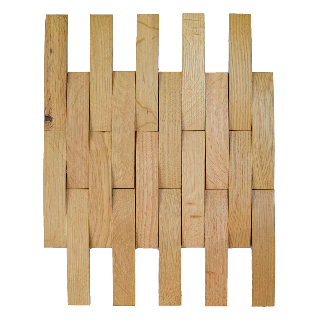 Wood Mosaic Panel | White Oak Wood Tile | 12×12” - Image 2